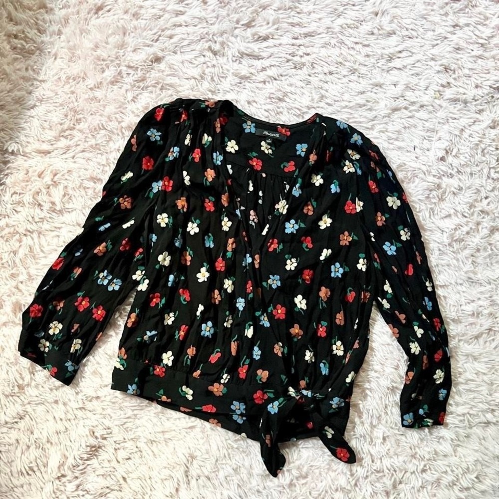 Madewell Pressed Flowers Retro Boho Flower Child Wrap Top Womens S‎ Groovy Disco